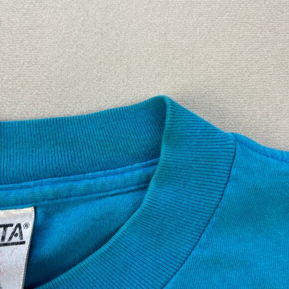 Vintage Blue T-Shirt Adult Small Oneita Blank Single Stitch Basic Made USA 90s - Picture 9 of 13